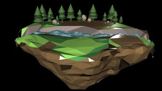 Low Poly Floating Island - 3D Modelling Demo Video