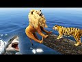 Lion giraffe gorilla and other wildlife animal bikers battle for victory in gta 5 stunt run