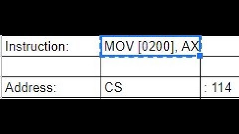 Computer Interfacing (lab 1) : x86 and C refresher Lab, Hand Assembly MOV 0200, AX (part 11)
