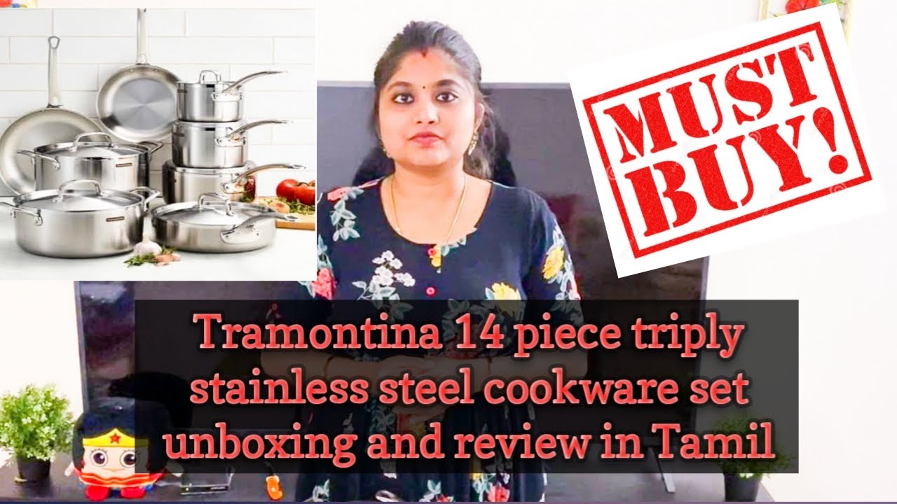 Tramontina 14-Piece Tri-Ply Clad 18/10 Stainless Steel Cookware Set
