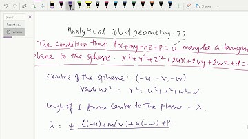 Analytical solid geometry : - ( Condition for tangent plane to sphere ) - 77.