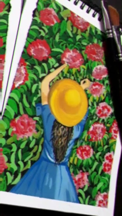 New art work /A girl plucking flowers #Anamika Art's 🎨