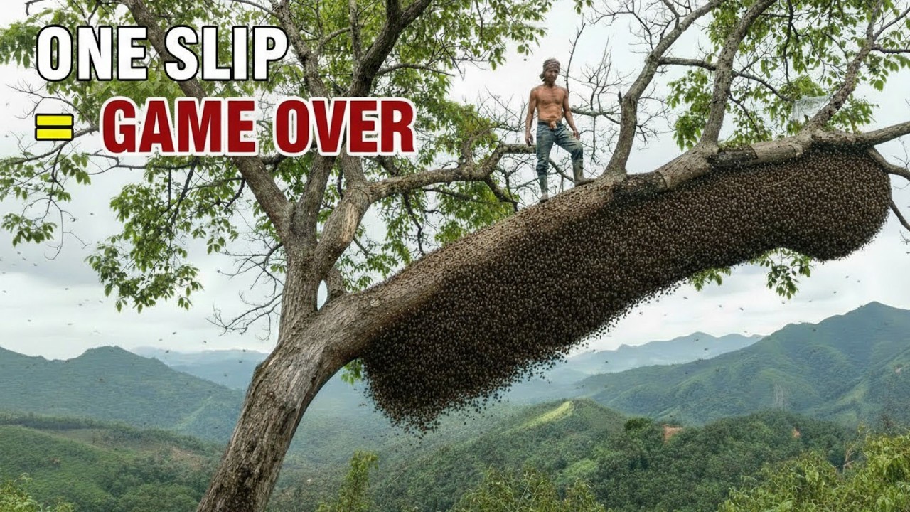 One Slip = Game Over | Extreme Wild Honey Hunt on a Giant Tree