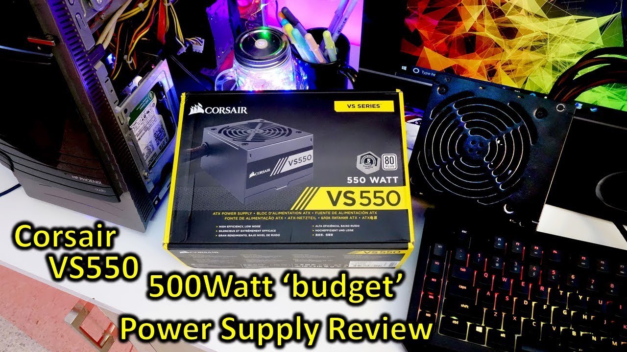 Corsair VS550 550Watt power supply review, how many connectors, cables and testing model) - YouTube