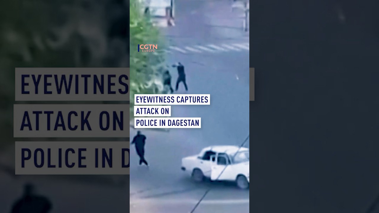 Eyewitness captures shooting on police car in Russia's Makhachkala in Dagestan