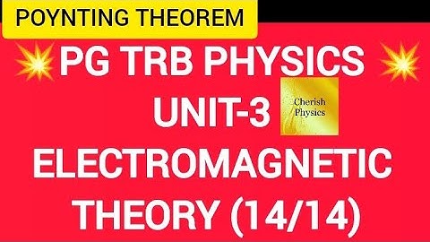 💥PG TRB PHYSICS 2024-2025 💥UNIT-3 ELECTROMAGNETIC THEORY💥 POYNTING THEOREM 💥 IMPORTANT MCQ
