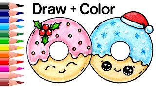 How to Draw Christmas Donuts Easy and Cute