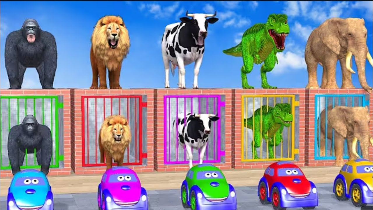 Cartoon Cow Mammoth Elephant Gorilla leone Tiger Animals _Transliterat Shivansh funny animal3D 😂😂🤣🤣