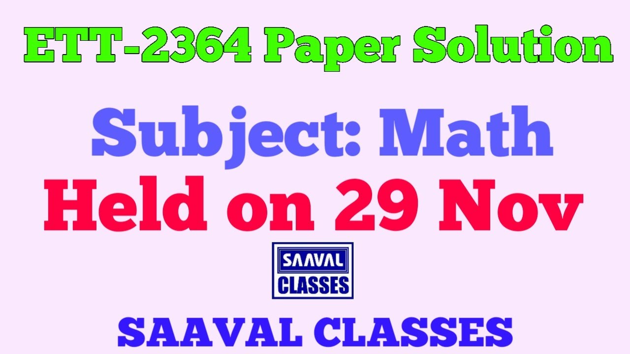 ETT 2364 Exam Solution Math - YouTube