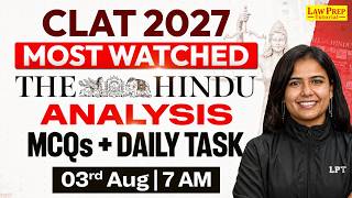 CLAT 2027 Current Affairs | The Hindu Newspaper Analysis | 3 August 2026 | CLAT Preparation 2027