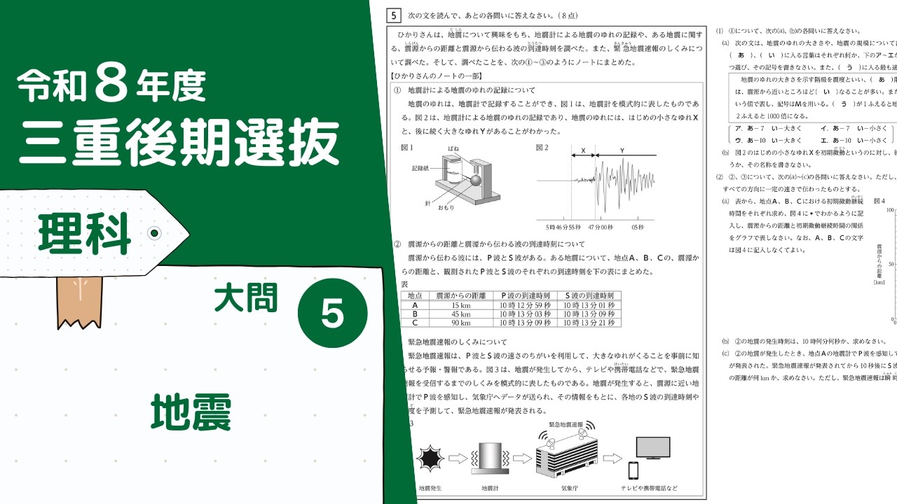 2026(令和8)年度】三重後期選抜 理科 大問5：地震 - YouTube