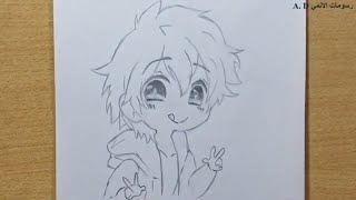 How To Draw Cute Anime Boy in 3 steps || 1 easy drawing tutorial