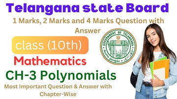 Class 10th Math Chapter- 3 Polynomials Most Important Question Answer of Telangana State Board.