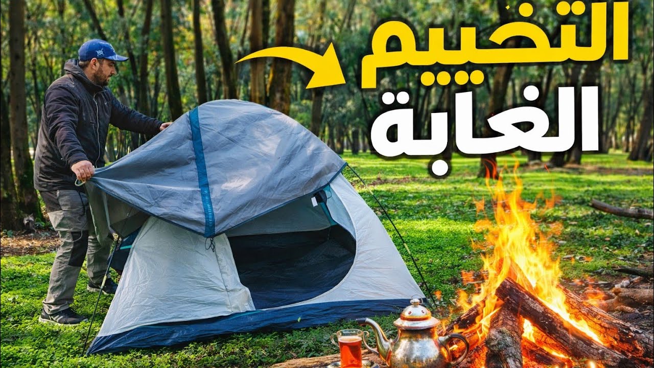 خيمتي وسط الغابة… الجو يا سلام🏕️#المغرب #travel #اكسبلور #nature #comedy #mrbeast 