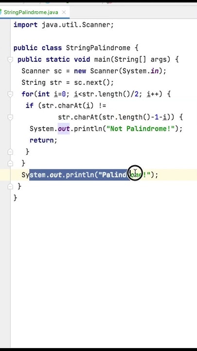 VERIFY GIVEN STRING IS PALINDROME OR NOT IN JAVA #javaclass #program # ...