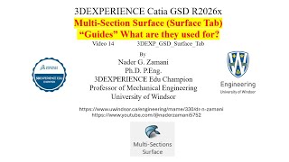 3DEXPERIENCE CATIA, 3DEXP GSD 14, "Multi Section" "Guides" Curve Surface Tab R2026x