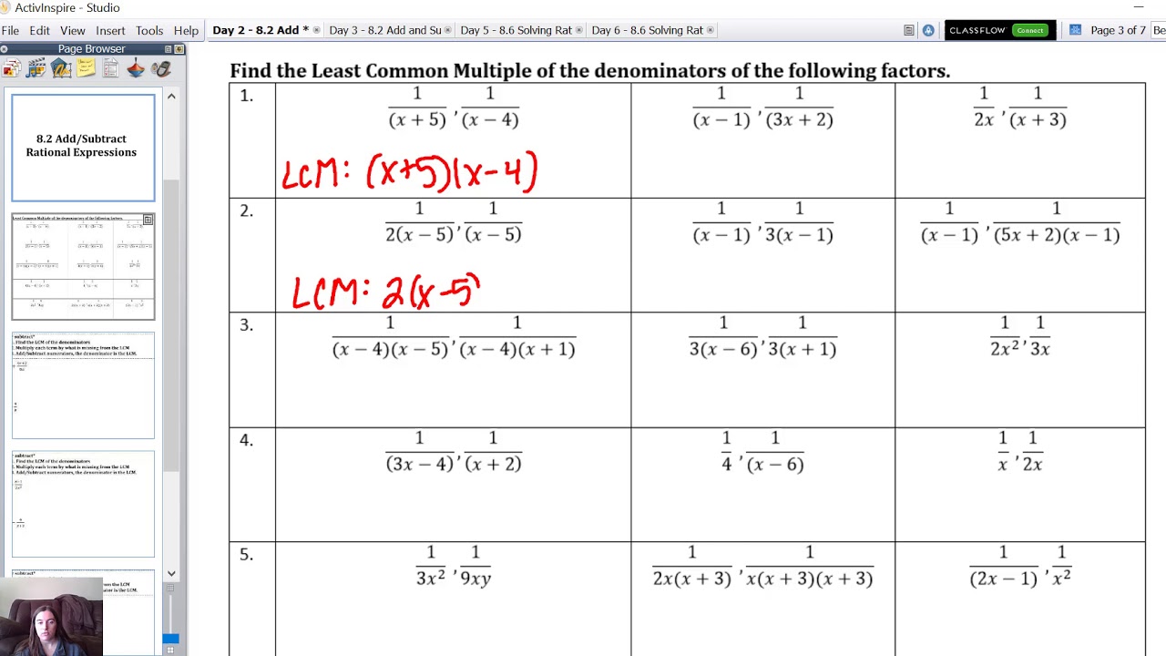 8.2 - LCM of the Denominators of Rational Expressions - YouTube