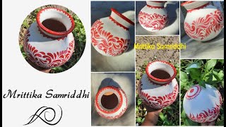 How to create simple and creative alpona design in kalasi/ Matka/ kalash/ pot/ Shantikumbha/ Pitcher