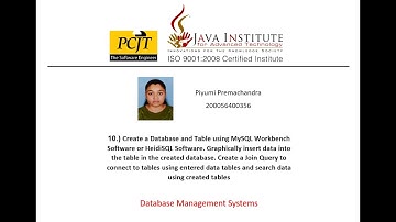 Create a Database and Graphically insert data into the tables, use join Query and search the data.