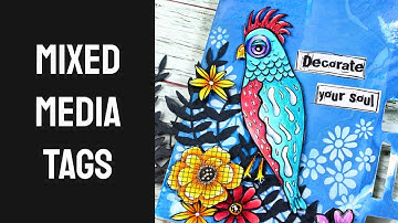 Bright and colorful tags made using Art by Marlene supplies