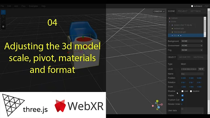 Three.js Web XR Tutorial - 04 - Adjusting the 3d model scale, pivot, materials and format