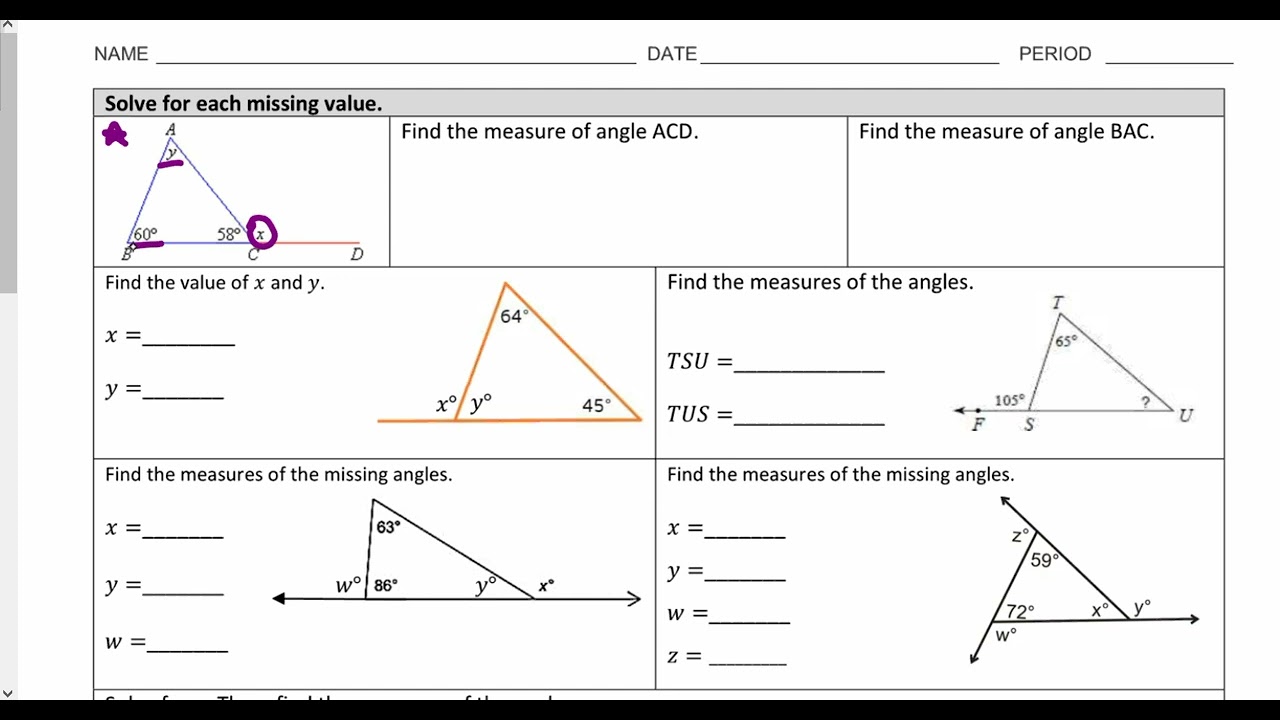 Triangles Worksheets Types Of Triangles & Their Properties Video