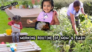 Mom’s Morning Routine with 3 Years Old ||AllinOneMom || Relaxing in Garden