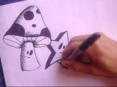 como dibujar un caracter graffiti paso a paso hongo y estrella