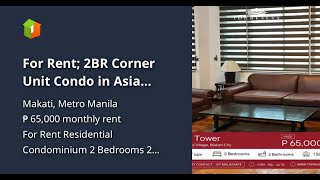 For Rent; 2BR Corner Unit Condo in Asia Tower, Makati City