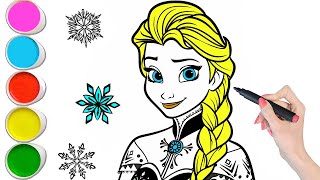 Frozen Drawing Painting and Coloring For Kids Toddler || Elsa Princess Drawing