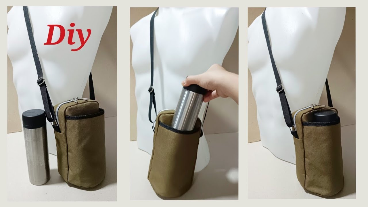 DIY SLING BAG WITH BOTTLE HOLDER / BAG SEWING TUTORIAL /HOW TO SEW