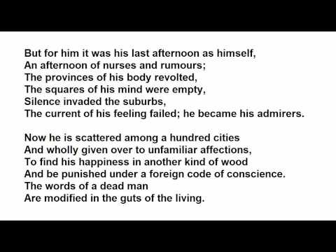 "In Memory of WB Yeats" by W H Auden (read by Tom O'Bedlam)