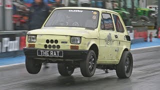 'The Rat' Toyota 3SGTE Powered Fiat 126 at Santa Pod Raceway