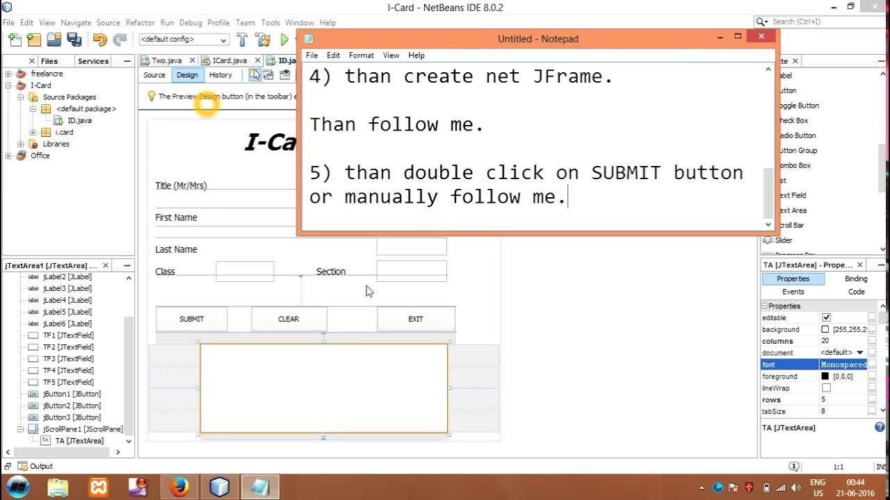 how to create ICard form in Netbeans YouTube