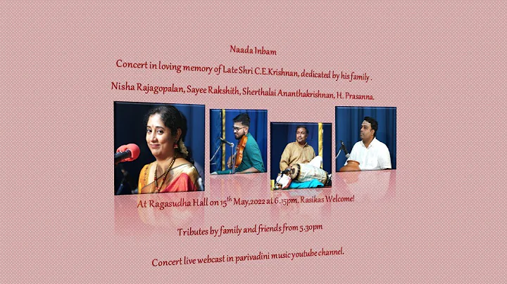 Vidushi Nisha Rajagopalan concert in memory of Lat...