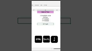 Insert Current Date & Time in Excel with One Shortcut! ⚡ #excelshorts #excel