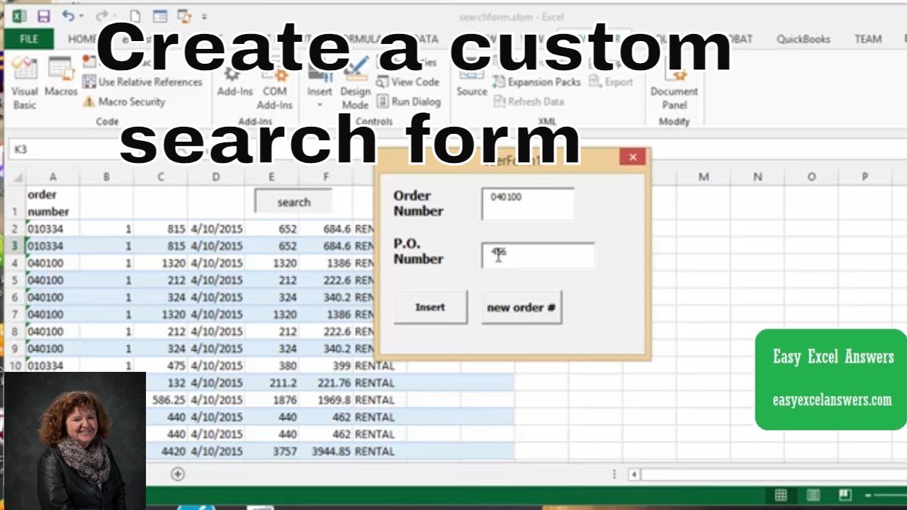 how-to-create-a-custom-search-form-in-excel-youtube