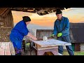 Amazing old age of an elderly couple side by side daily hard life in a high mountain village