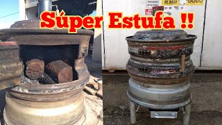 Super ESTUFA ( salamandra ) con LLANTAS  de camión #estufasdebajocosto