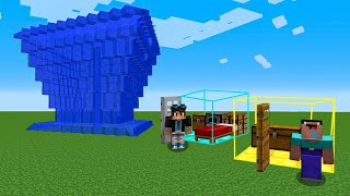 НЕВИДИМЫЙ ДОМ НУБА ПРОТИВ ЦУНАМИ В МАЙНКРАФТ ! НУБ И ПРО ПОСТРОИЛИ ДОМ MINECRAFT МУЛЬТИК