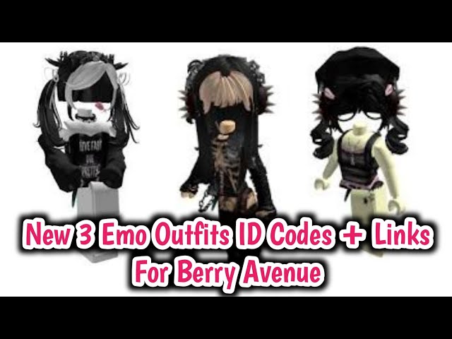 3 EMO OUTFIT ID CODES FOR BROOKHAVEN RP, BERRY AVENUE & BLOXBURG 🖤✨️ 