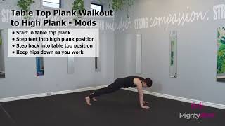 TABLE TOP PLANK WALKOUTS TO HIGH PLANK   MODS