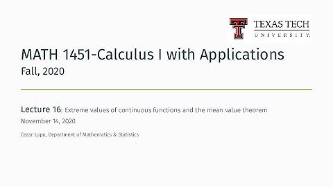 Zoom Lecture 16 | TTU MATH 1451-Calculus I with Applications, Fall 2020