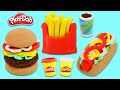 How to Make Play Doh Hamburger, Hot Dog, and French Fries Mini Foods!