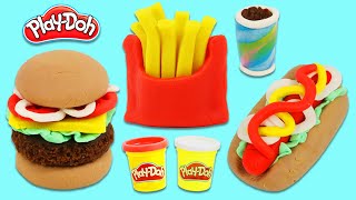 How to Make Play Doh Hamburger, Hot Dog, and French Fries Mini Foods!