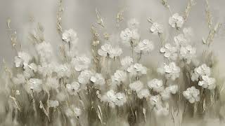 White Wildflower Field Oil Painting | 4K Art Screensaver for TV | 2 Hours | Wallpaper Background screenshot 5