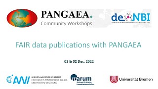 CWS 22/12 - Best practice examples for data submissions to PANGAEA