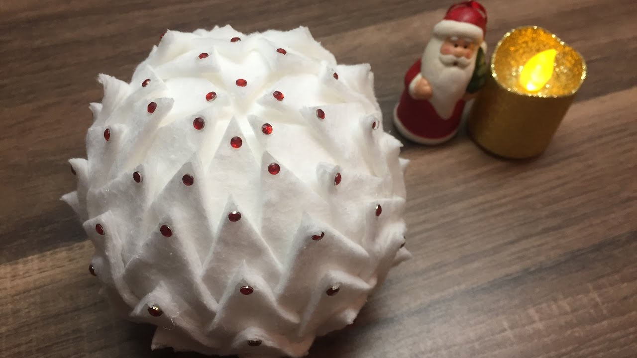 DIY Weihnachtskugel/Deko Kugel basteln, Artischocke herstellen aus Wattepads