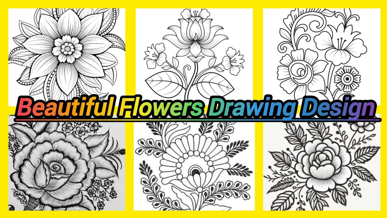 Flowers Drawing pictures🤩|so beautiful flowers drawing designs|new flowers images 😊|@UKarts786