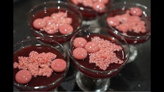 Raspberry Jelly with fruit spherification and reverse spherification